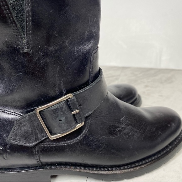 New! Frye Natalie Engineer Black Short Leather Boot 5 1/2 - Picture 7 of 13